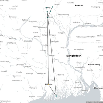 tourhub | Agora Voyages | From Delta to Summit: Kolkata, Sundarbans, and the Eastern Himalayas | Tour Map