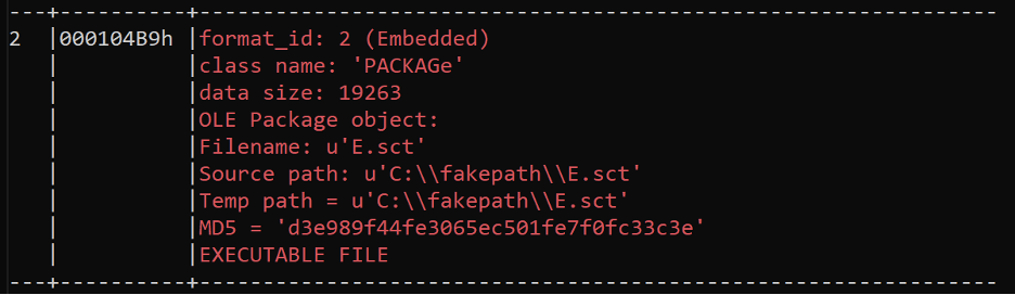 OLE Package File Information for. sct File