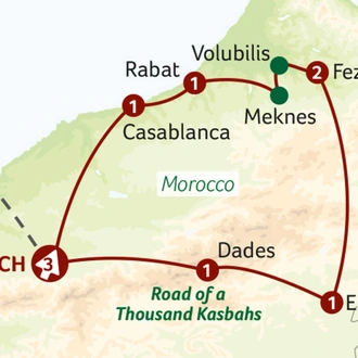 tourhub | Saga Holidays | The Majesty of Morocco | Tour Map