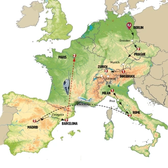 tourhub | Europamundo | Europe: from North to South and Paris | Tour Map