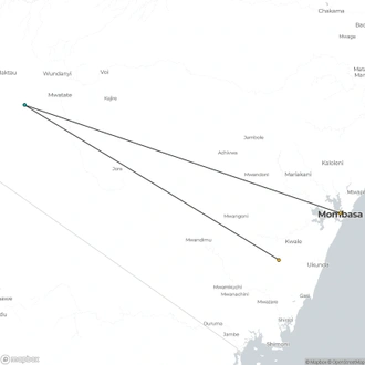 tourhub | ARP Travel Group | Safari to the Shimba Hills, Ngutuni & Salt Lick, Short Break (On Request) | Tour Map