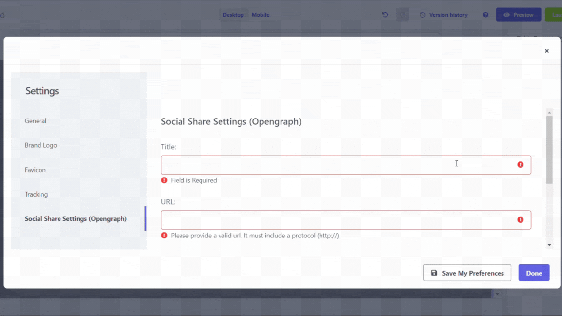 social share settings