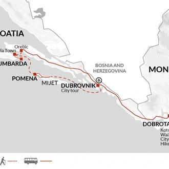 tourhub | Explore! | Walking Montenegro and the Croatian Islands | Tour Map