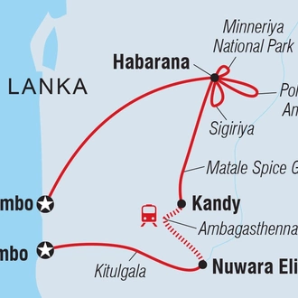 tourhub | Intrepid Travel | Premium Sri Lanka  | Tour Map
