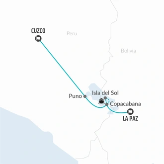 tourhub | Bamba Travel | Lake Titicaca & Isla del Sol Explorer 4D/3N (La Paz to Cuzco) | Tour Map