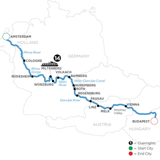 tourhub | Avalon Waterways | Magnificent Europe (Impression) | Tour Map