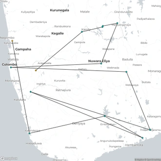 tourhub | Ran Lanka Tour Holidays | Trekking & Hiking Experience | Tour Map