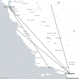 tourhub | Empire Vacations | California Express | Tour Map