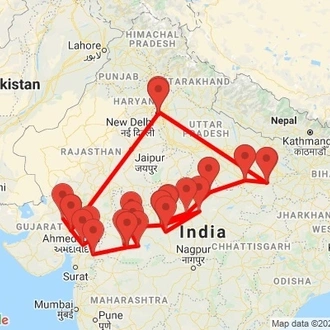 tourhub | Agora Voyages | 15-Day Private Guided Culture and Heritage Tour of India | Tour Map