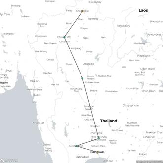 tourhub | Today Voyages | Thailand Grand Tour, Small Group Tour (English Only) | Tour Map