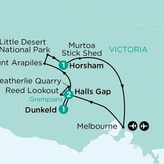 tourhub | APT | A Walking Wildflower Discovery of the Grampians and Beyond | Tour Map