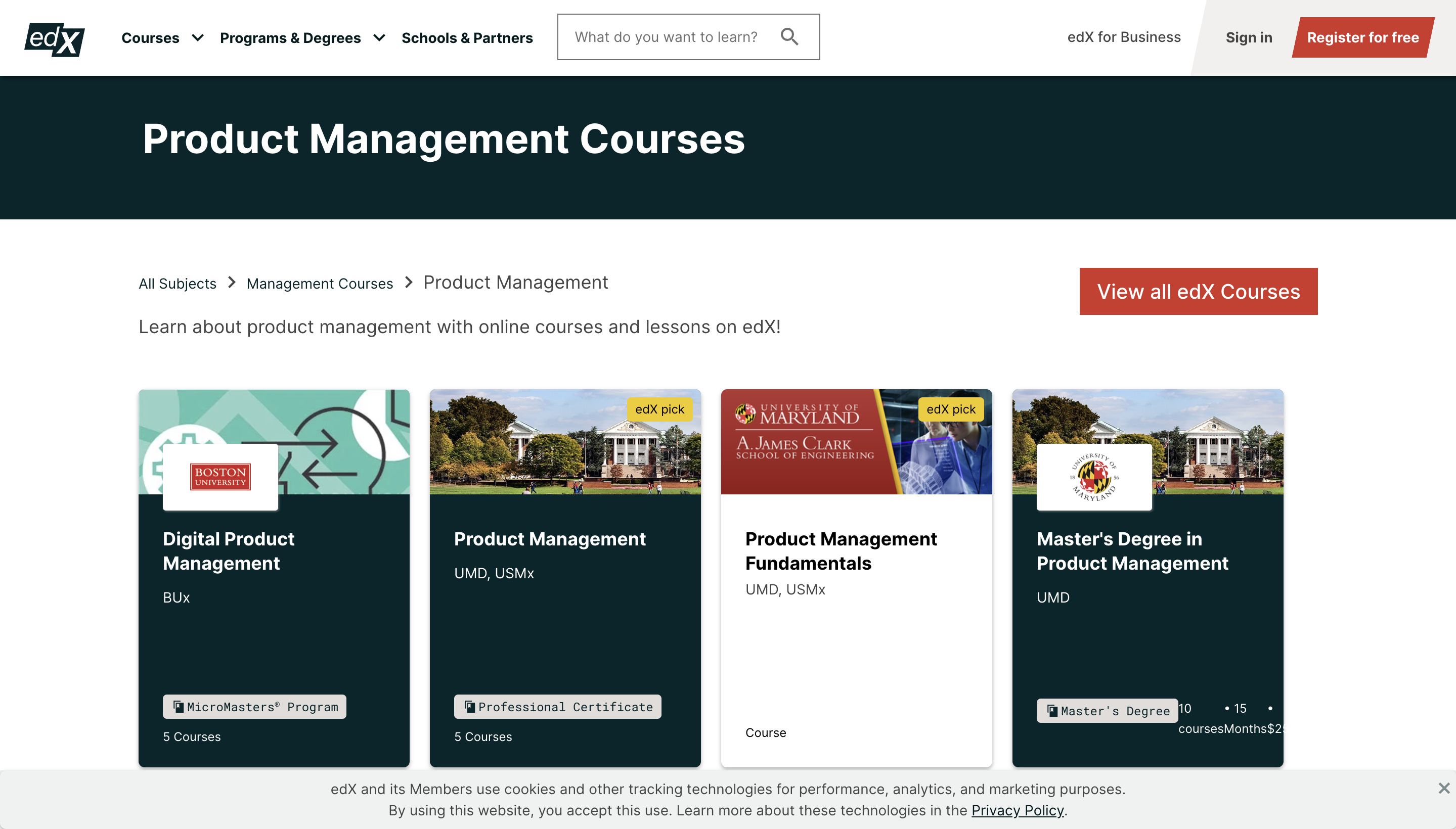 edX Product Management Courses