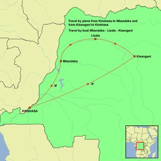 tourhub | Undiscovered Destinations | Congo River Expedition - Mbandaka to Kisangani | Tour Map