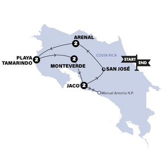 tourhub | Contiki | Viva Costa Rica | Tour Map