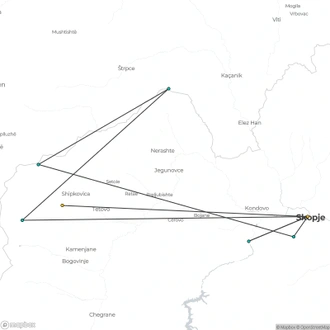 tourhub | The Natural Adventure | Hiking the Via Dinarica in North Macedonia | Tour Map