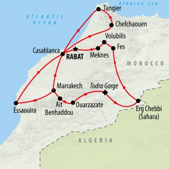 tourhub | On The Go Tours | Casablanca to Essaouira with Chefchaouen - 15 days | Tour Map