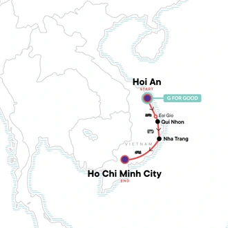 tourhub | G Adventures | Vietnam Adventure: Hoi An, Beaches & Ho Chi Minh City | Tour Map