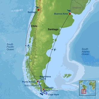 tourhub | Indus Travels | Patagonian Explorer Cruise | Tour Map