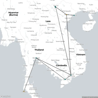 tourhub | Realistic Asia | Vietnam and Thailand Odyssey 14 Days | Tour Map