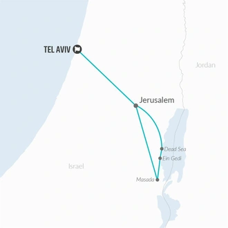 tourhub | Bamba Travel | Jerusalem, the Dead Sea & Tel Aviv Experience 5D/4N | Tour Map