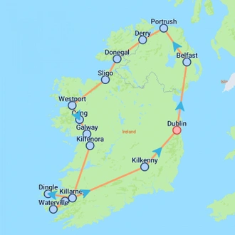 tourhub | On The Go Tours | Ireland Coast to Coast - 9 days | Tour Map