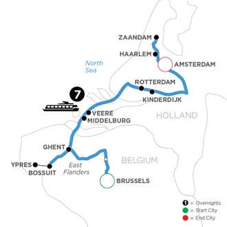 tourhub | Avalon Waterways | Treasures of Belgium & Holland (Imagery II) | Tour Map