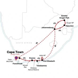 tourhub | G Adventures | Ultimate South Africa | Tour Map