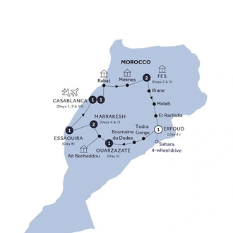 tourhub | Insight Vacations | Best of Morocco - Classic Group, Summer | Tour Map
