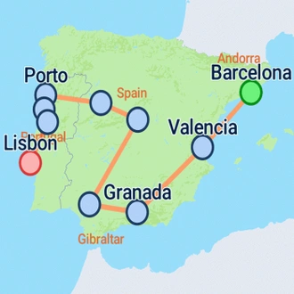 tourhub | On The Go Tours | Best of Southern Spain & Portugal - 14 days | Tour Map