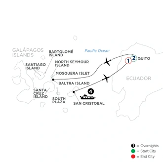 tourhub | Avalon Waterways | Ecuador & Its Galápagos Islands (Treasure of Galapagos) | Tour Map