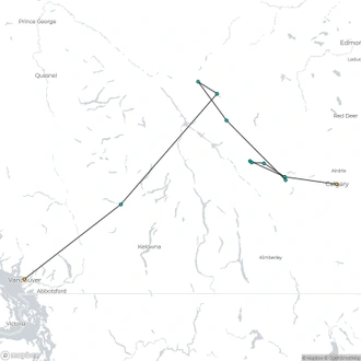 tourhub | Tours of Distinction | Canadian Rockies by Train | Tour Map