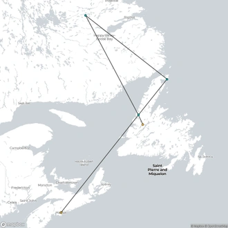 tourhub | Omega Tours | Newfoundland & Labrador’s Viking Trail from Halifax | Tour Map