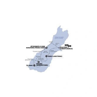 tourhub | Contiki | New Zealand: Sweet As South | Eastbound | Oct 2024 - Sep 2025 | Tour Map