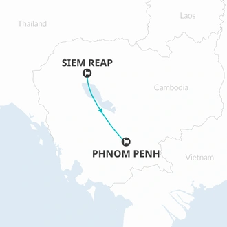 tourhub | Bamba Travel | Angkor Wat Adventure 5D/4N (Siem Reap to Phnom Penh) | Tour Map