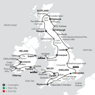 tourhub | Cosmos | Grand Tour of Britain & Ireland | Tour Map