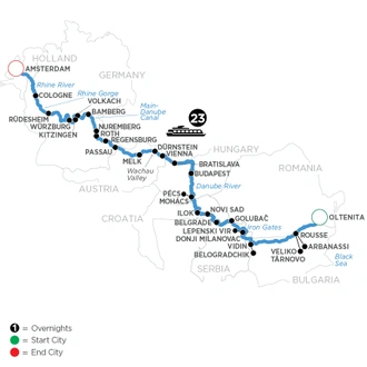tourhub | Avalon Waterways | From Romania to the North Sea (Passion) | Tour Map