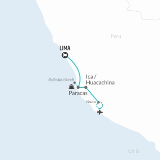 tourhub | Bamba Travel | Sandboarding & Nazca Lines Adventure 3D/2N | Tour Map