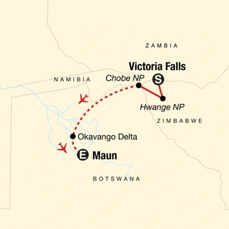 tourhub | G Adventures | Botswana & Zimbabwe Safari | Tour Map