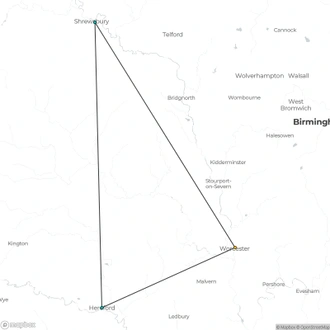 tourhub | Travel Editions | The Welsh Marches with Nicholas Merchant | Tour Map