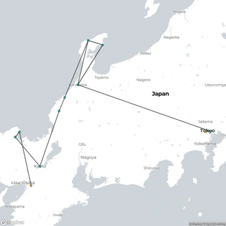 tourhub | Crooked Compass | Sea of Japan, Temples & Mountains | Tour Map