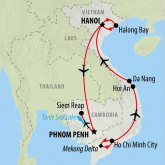 tourhub | On The Go Tours | Treasures of Vietnam & Cambodia - 15 days | Tour Map