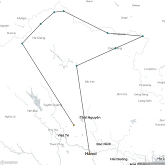 tourhub | SpiceRoads Cycling | Legends of the North: Ha Giang and Cao Bang Road Biking | Tour Map
