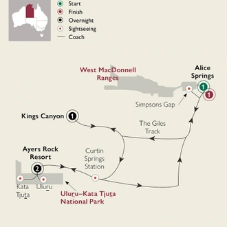 tourhub | AAT Kings | Outback Contrasts | Tour Map