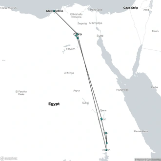 tourhub | Sun Pyramids Tours | Package 10 Days 9 Nights Luxury Cairo & Nile Cruise From Luxor to Aswan | Tour Map