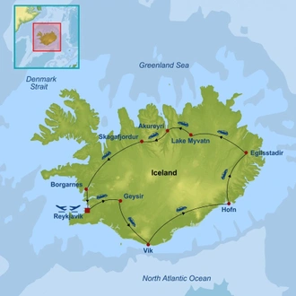 tourhub | Indus Travels | Iceland Explorer Self Drive Summer | Tour Map