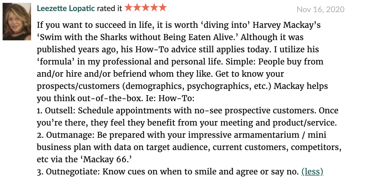 Swim With The Sharks Without Being Eaten Alive business leadership book