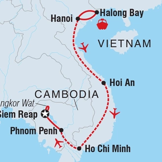 tourhub | Intrepid Travel | Premium Vietnam & Cambodia | Tour Map