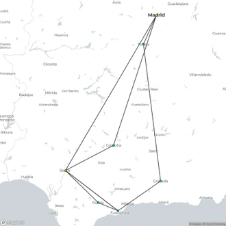 tourhub | Destination Services Spain | Andalusia with Costa del Sol & Toledo | Tour Map