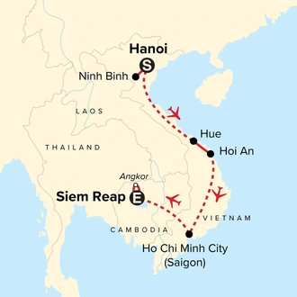 tourhub | G Adventures | Southeast Asia Family Journey: Vietnam to Cambodia | Tour Map
