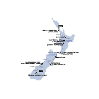 tourhub | Contiki | New Zealand Panorama | Southbound | Oct 2024 - Sep 2025 | Tour Map